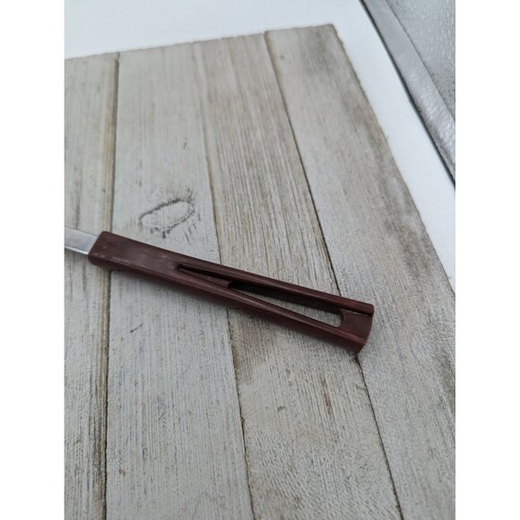 Stanhome USA #2 Stainless Slotted Spatula Turner Brown 13" Scalloped Curved - Picture 3 of 8